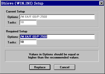 Btrieve (WIN.INI) Setup